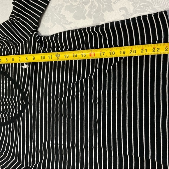 Ralph Lauren Black White Striped Long Sleeve Knit Top Women 100%Cotton Size L - Picture 5 of 7